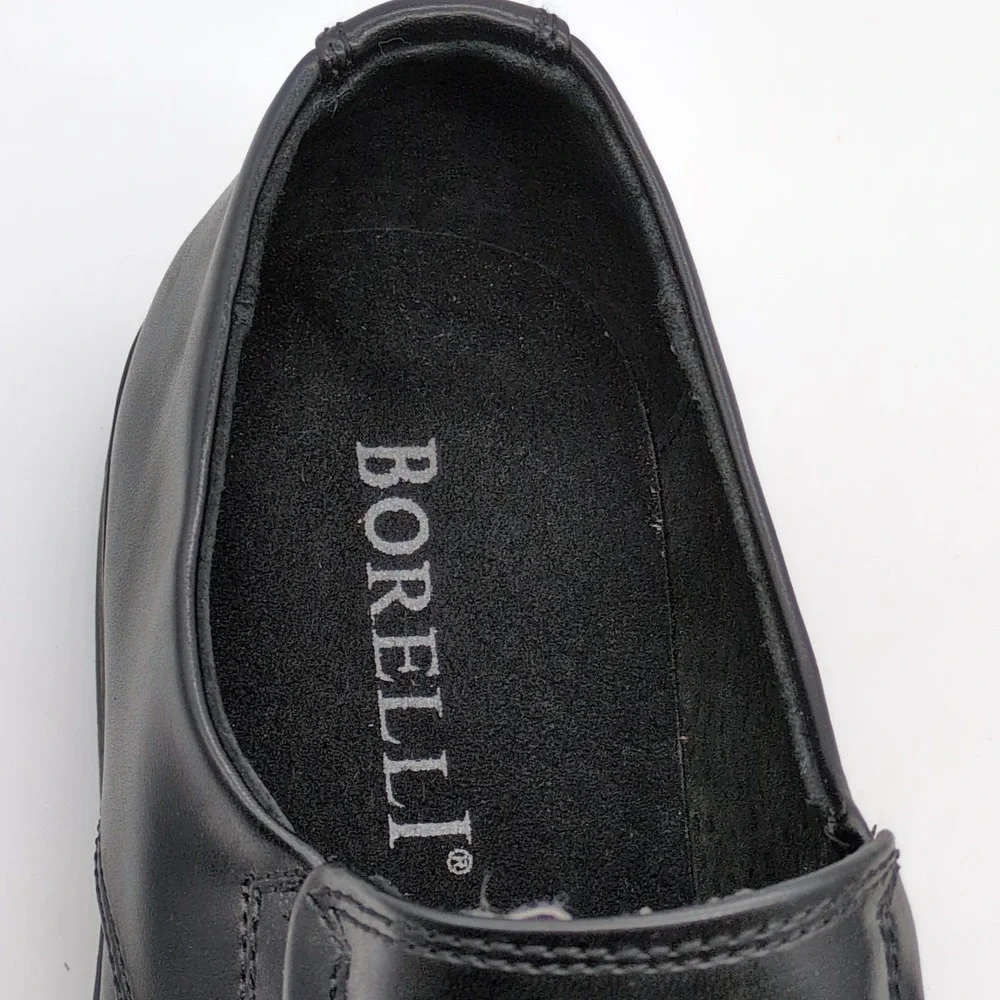 Borelli Shoes Mens Matthew Black 10 Leather Loafers Dress Stretch Slip On 321087